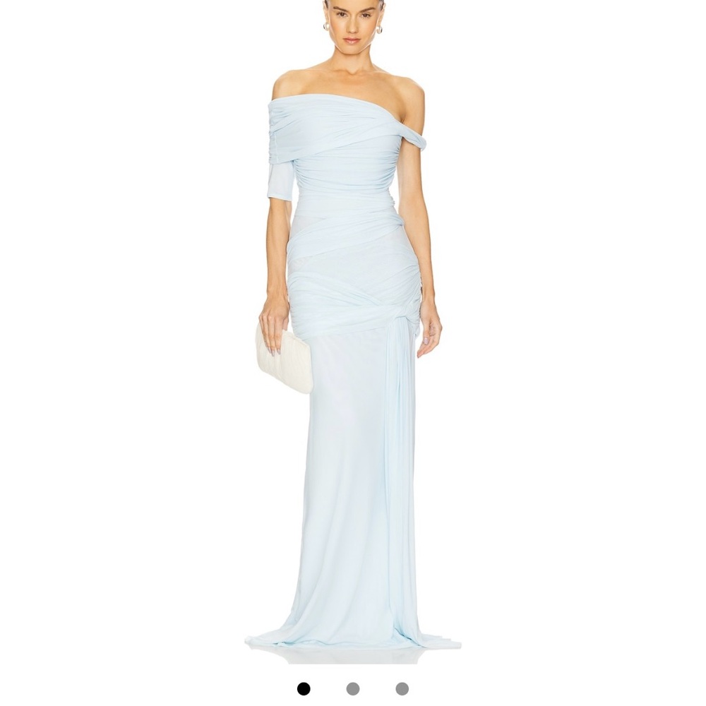Elegant One-Shoulder Pale Blue Evening Gown